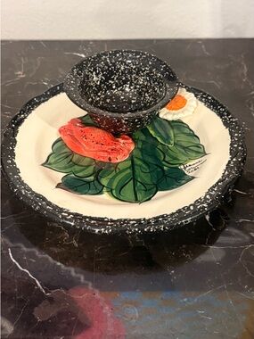 SuVannah’s 3D Crab and Gloral  Dip Tray Plate by Jeanne Coleman Signed 2001